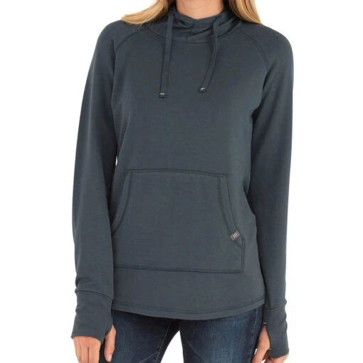 Women's Bamboo Fleece Pullover Hoody -Outdoor Gear Shop W Fleece pullover Hoody BlueDusk 1